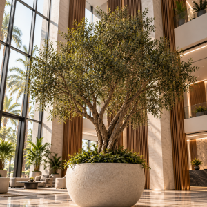 Double height spaces need planting with real vertical presence.