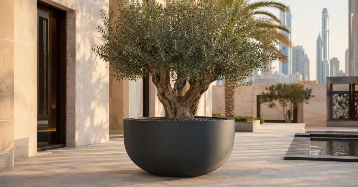 GRP planter maintenance in Dubai's outdoor climate